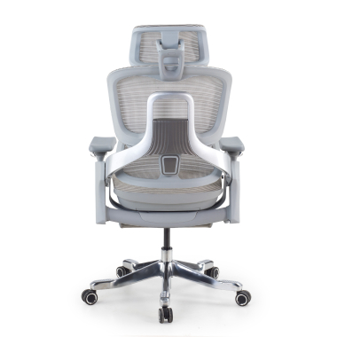 ergonomische bureaustoel wit grijs ergonomische stoel zenmax aluminium voetensteun netstof mesh 4d verstelbare armleuningen dubbele lumbale steun hoofdsteun uitschuifbare voetensteun 6
