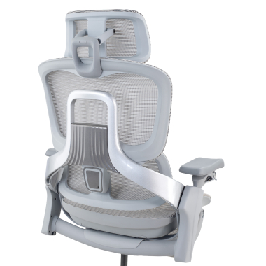 ergonomische bureaustoel wit grijs ergonomische stoel zenmax aluminium voetensteun netstof mesh 4d verstelbare armleuningen dubbele lumbale steun hoofdsteun uitschuifbare voetensteun 16