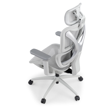 ergonomische bureaustoel wit grijs velstrom netstof mesh 3d verstelbare armleuningen dubbele lumbale steun hoofdsteun 14