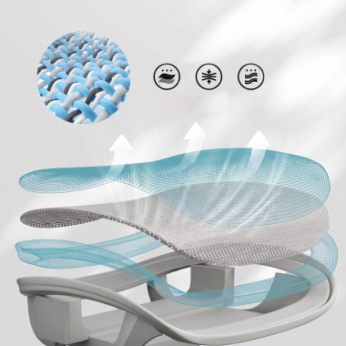ergonomische bureaustoel wit grijs velstrom netstof mesh 3d verstelbare armleuningen dubbele lumbale steun hoofdsteun 11