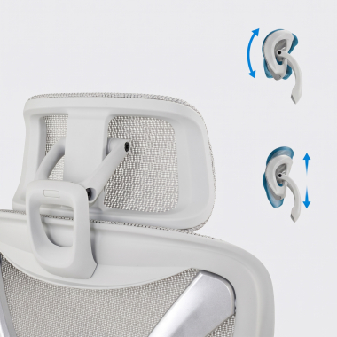 ergonomische bureaustoel wit grijs velstrom netstof mesh 3d verstelbare armleuningen dubbele lumbale steun hoofdsteun 13