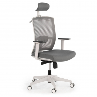 ergonomische bureaustoel wit grijs witte structuur hoofdsteun netstof mesh 1d verstelbare armleuningen lumbale steun hoofdsteun 1