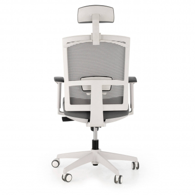 ergonomische bureaustoel wit grijs witte structuur hoofdsteun netstof mesh 1d verstelbare armleuningen lumbale steun hoofdsteun 8
