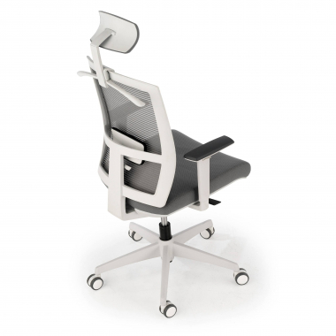 ergonomische bureaustoel wit grijs witte structuur hoofdsteun netstof mesh 1d verstelbare armleuningen lumbale steun hoofdsteun 6