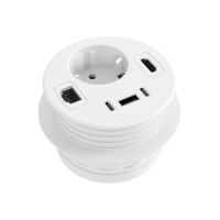 Kabeldoorvoer voor bureau Powerhub Ø80 met stopcontact, USB, RJ45 en HDMI
