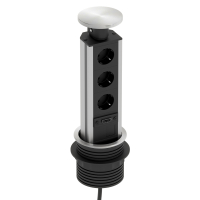 Uitschuifbare stekkerdoos voor bureau Powerhub In&Out Ø80, 3 stopcontacten en 2 USB-poorten
