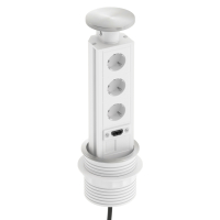 Uitschuifbare stekkerdoos voor bureau Powerhub In&Out Ø80, 3 stopcontacten en 2 USB-poorten