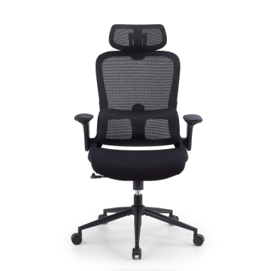 ergonomische bureaustoel zwart dexter netstof mesh opklapbare armleuningen lumbale steun hoofdsteun 3