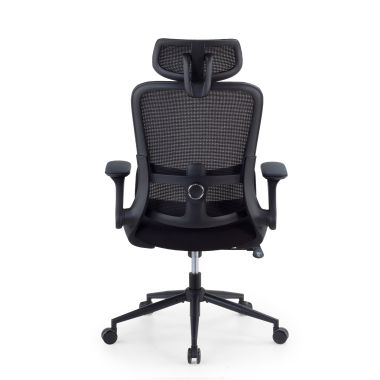 ergonomische bureaustoel zwart dexter netstof mesh opklapbare armleuningen lumbale steun hoofdsteun 7