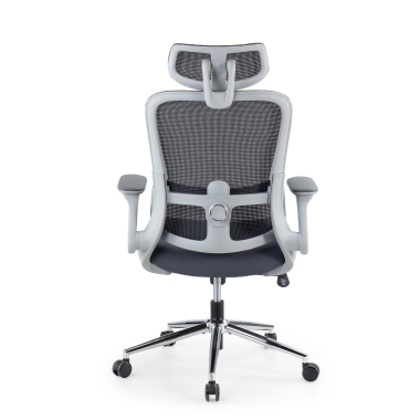 ergonomische bureaustoel grijs dexter netstof mesh opklapbare armleuningen lumbale steun hoofdsteun 6