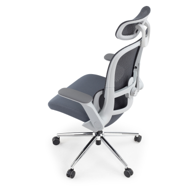ergonomische bureaustoel grijs dexter netstof mesh opklapbare armleuningen lumbale steun hoofdsteun 12
