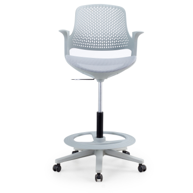 ergonomische kruk grijs dorian netstof mesh vaste armleuningen 6