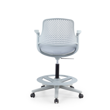 ergonomische kruk grijs dorian netstof mesh vaste armleuningen 9