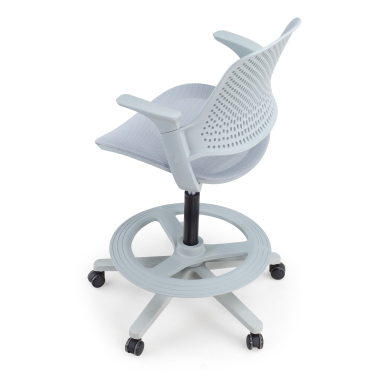 ergonomische kruk grijs dorian netstof mesh vaste armleuningen 8
