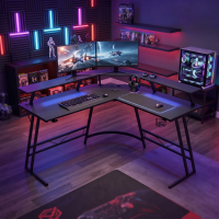 Gaming hoekbureau Kratos, 130x130cm, RGB, stopcontacten en USB-poorten