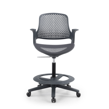 ergonomische kruk antraciet dorian netstof mesh vaste armleuningen 5