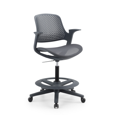 ergonomische kruk antraciet dorian netstof mesh vaste armleuningen 1
