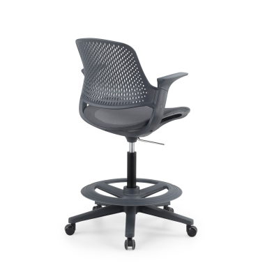 ergonomische kruk antraciet dorian netstof mesh vaste armleuningen 8