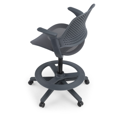 ergonomische kruk antraciet dorian netstof mesh vaste armleuningen 11