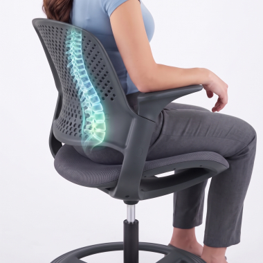 ergonomische kruk antraciet dorian netstof mesh vaste armleuningen 7