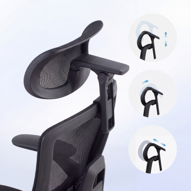 ergonomische bureaustoel zwart halo z3 netstof mesh 4d verstelbare armleuningen lumbale steun hoofdsteun uitschuifbare voetensteun 9