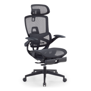 ergonomische bureaustoel zwart halo z3 netstof mesh 4d verstelbare armleuningen lumbale steun hoofdsteun uitschuifbare voetensteun 1