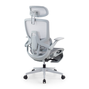 ergonomische bureaustoel wit grijs halo z3 netstof mesh 4d verstelbare armleuningen lumbale steun hoofdsteun uitschuifbare voetensteun 11