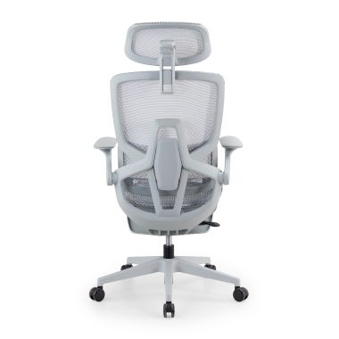ergonomische bureaustoel wit grijs halo z3 netstof mesh 4d verstelbare armleuningen lumbale steun hoofdsteun uitschuifbare voetensteun 8