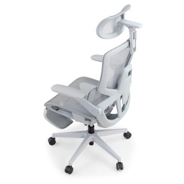 ergonomische bureaustoel wit grijs halo z3 netstof mesh 4d verstelbare armleuningen lumbale steun hoofdsteun uitschuifbare voetensteun 14