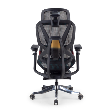 ergonomische bureaustoel zwart glide ultra netstof mesh 5d verstelbare armleuningen lumbale steun hoofdsteun uitschuifbare voetensteun 5