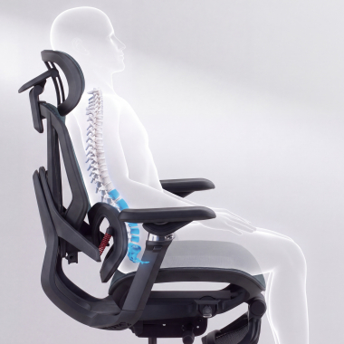 ergonomische bureaustoel zwart glide ultra netstof mesh 5d verstelbare armleuningen lumbale steun hoofdsteun uitschuifbare voetensteun 9