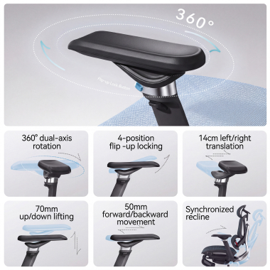 ergonomische bureaustoel zwart glide ultra netstof mesh 5d verstelbare armleuningen lumbale steun hoofdsteun uitschuifbare voetensteun 8