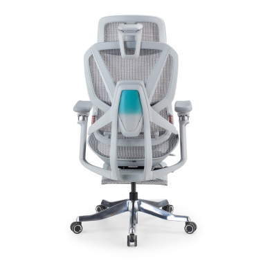 ergonomische bureaustoel wit grijs glide ultra netstof mesh 5d verstelbare armleuningen lumbale steun hoofdsteun uitschuifbare voetensteun 5