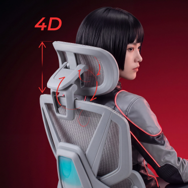 ergonomische bureaustoel wit grijs glide ultra netstof mesh 5d verstelbare armleuningen lumbale steun hoofdsteun uitschuifbare voetensteun 11