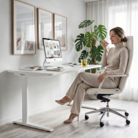 Bureau met kabeldoorvoer Ellipse, versterkt frame en ovale kolom