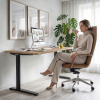 Bureau met kabeldoorvoer Ellipse, versterkt frame en ovale kolom