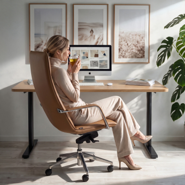 bureautafel zwart warm white witte structuur 3