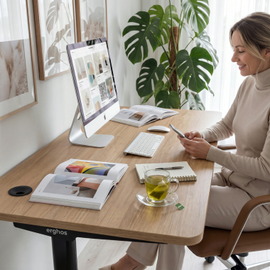 bureautafel zwart warm white witte structuur 5