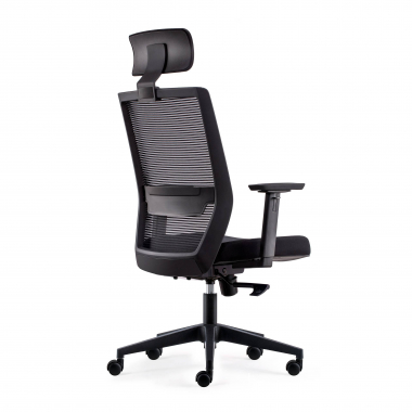 draaistoel zwart met hoofdsteun netstof mesh beweegbare armleuningen lumbale steun hoofdsteun 6