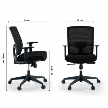 ergonomische bureaustoel zwart zwarte structuur netstof mesh 1d verstelbare armleuningen lumbale steun 9