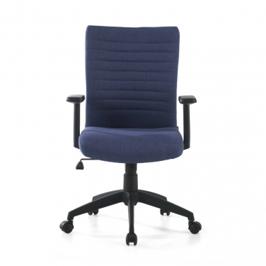 draaistoel blauw kobe stof vaste armleuningen lumbale steun 3