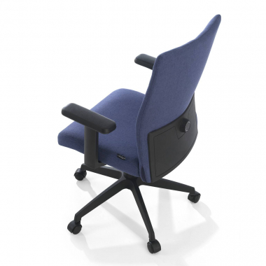 draaistoel blauw kobe stof vaste armleuningen lumbale steun 6