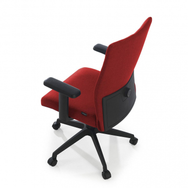 draaistoel rood kobe stof vaste armleuningen lumbale steun 4
