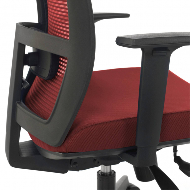 ergonomische bureaustoel rood zwarte structuur netstof mesh 1d verstelbare armleuningen lumbale steun 6