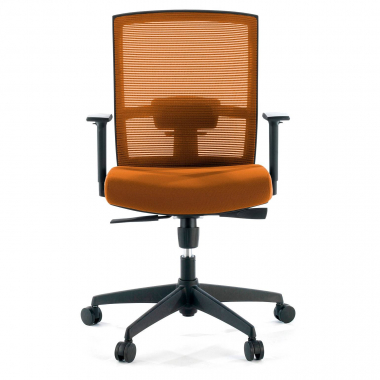 ergonomische bureaustoel oranje zwarte structuur netstof mesh 1d verstelbare armleuningen lumbale steun 4