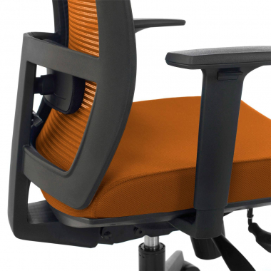 ergonomische bureaustoel oranje zwarte structuur netstof mesh 1d verstelbare armleuningen lumbale steun 6