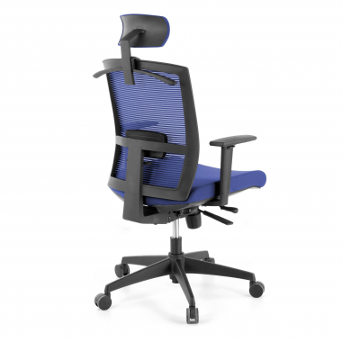 ergonomische bureaustoel blauw zwarte structuur hoofdsteun netstof mesh 1d verstelbare armleuningen lumbale steun hoofdsteun 8