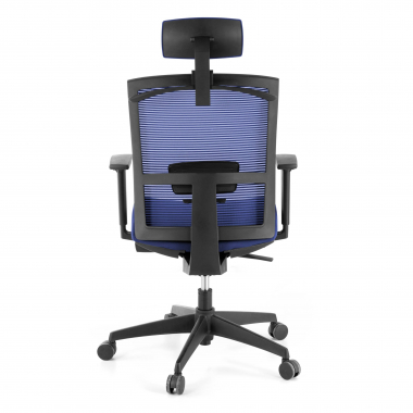 ergonomische bureaustoel blauw zwarte structuur hoofdsteun netstof mesh 1d verstelbare armleuningen lumbale steun hoofdsteun 7