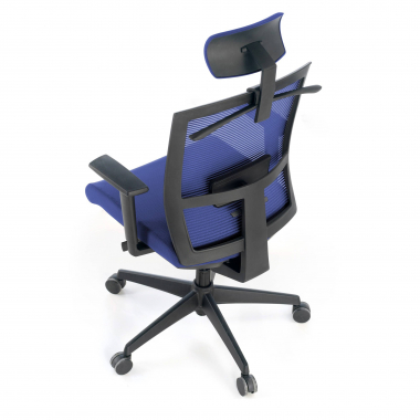 ergonomische bureaustoel blauw zwarte structuur hoofdsteun netstof mesh 1d verstelbare armleuningen lumbale steun hoofdsteun 5