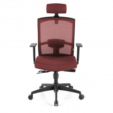 ergonomische bureaustoel rood zwarte structuur hoofdsteun netstof mesh 1d verstelbare armleuningen lumbale steun hoofdsteun 4